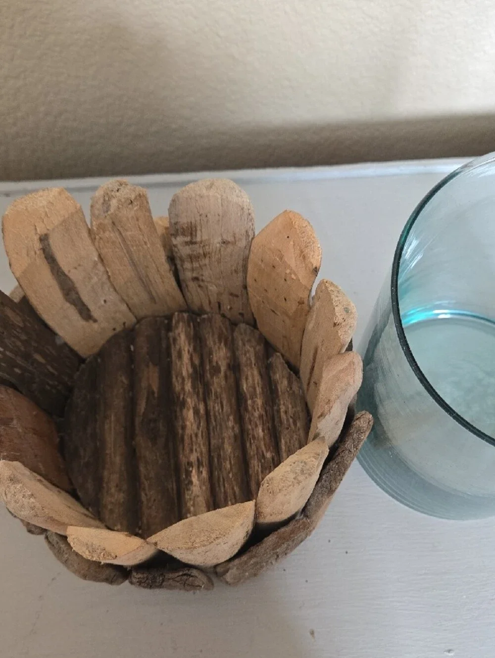 Natural Driftwood Vase with Clear Glass Hurricane
